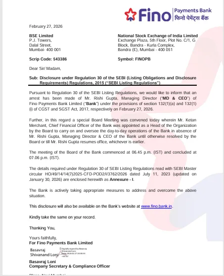 Mr. Ketan Merchant appointed as Interim CEO of Fino Payments Bank, Former CEO approaches Court