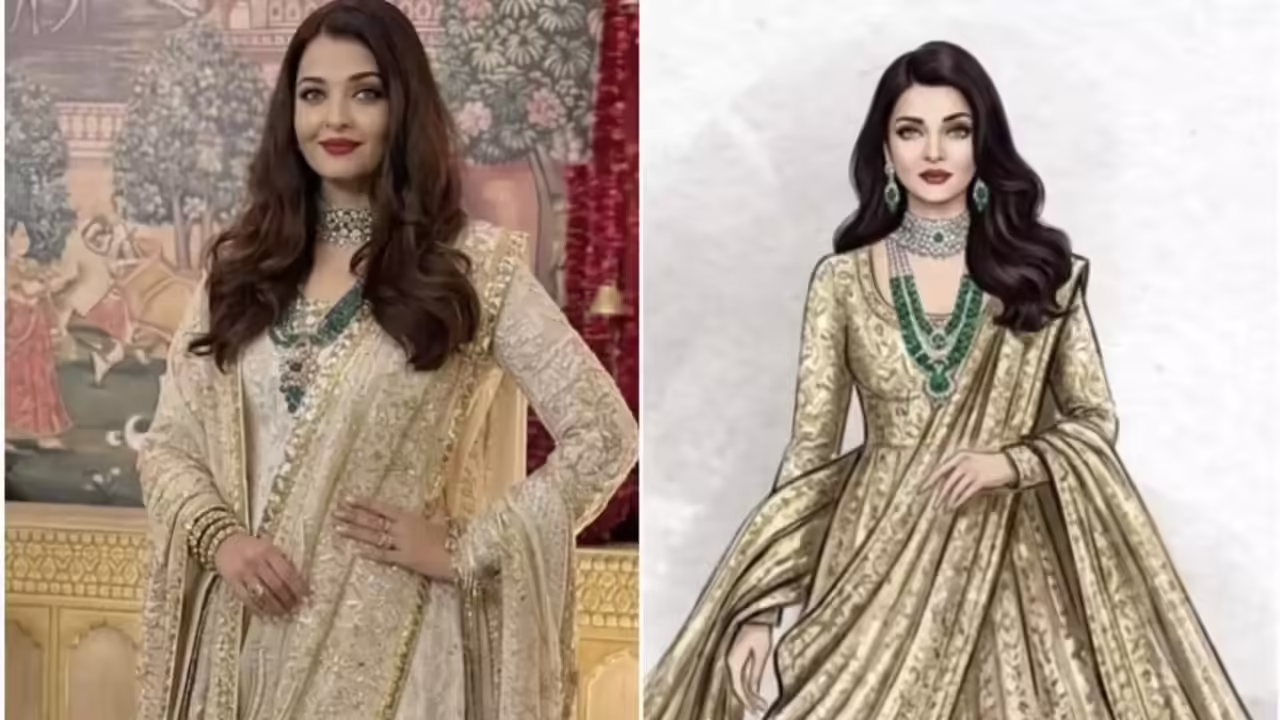 Poetry in motion: Aishwarya Rai Bachchan stuns in regal off-white Chikankari kurta and emeralds