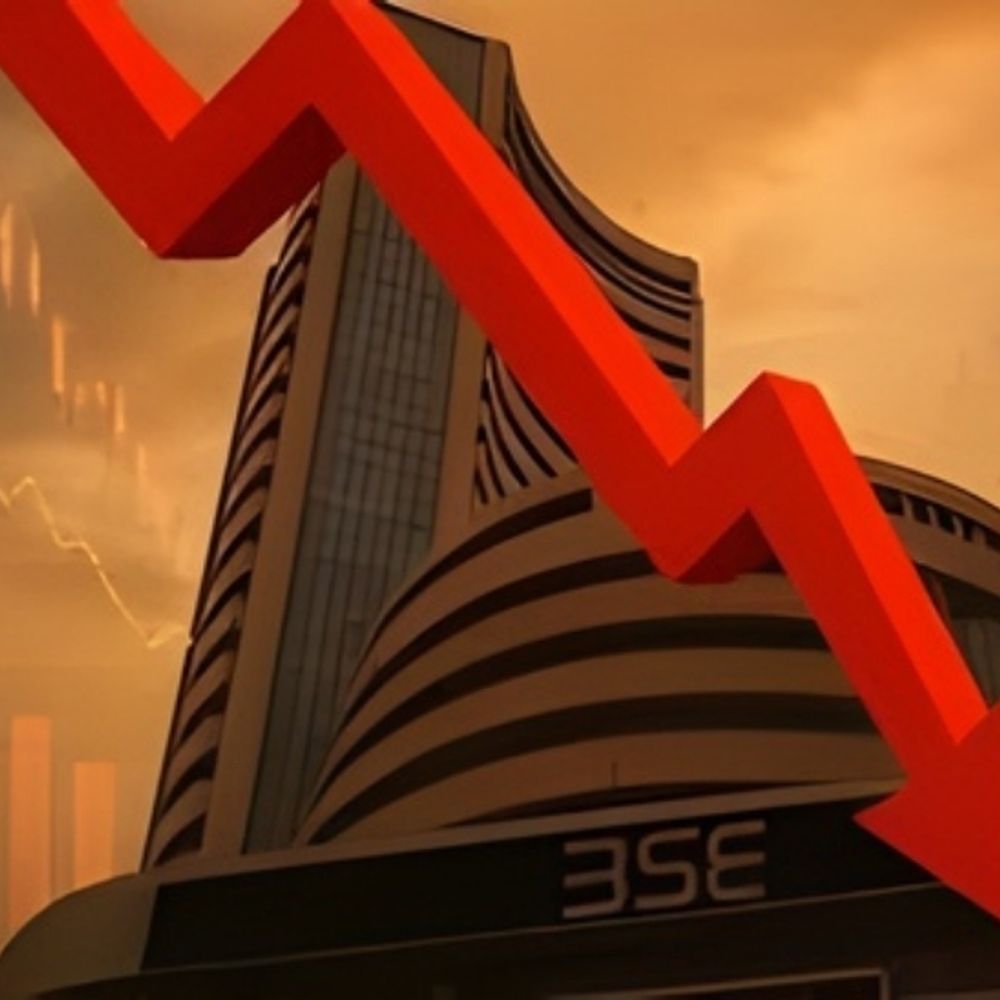 सेंसेक्स 1613 अंक गिरा, 77,550 पर कारोबार कर रहा:निफ्टी भी 461 अंक गिरी 23,590 पर पहुंची; PSU बैंकों में बिकवाली