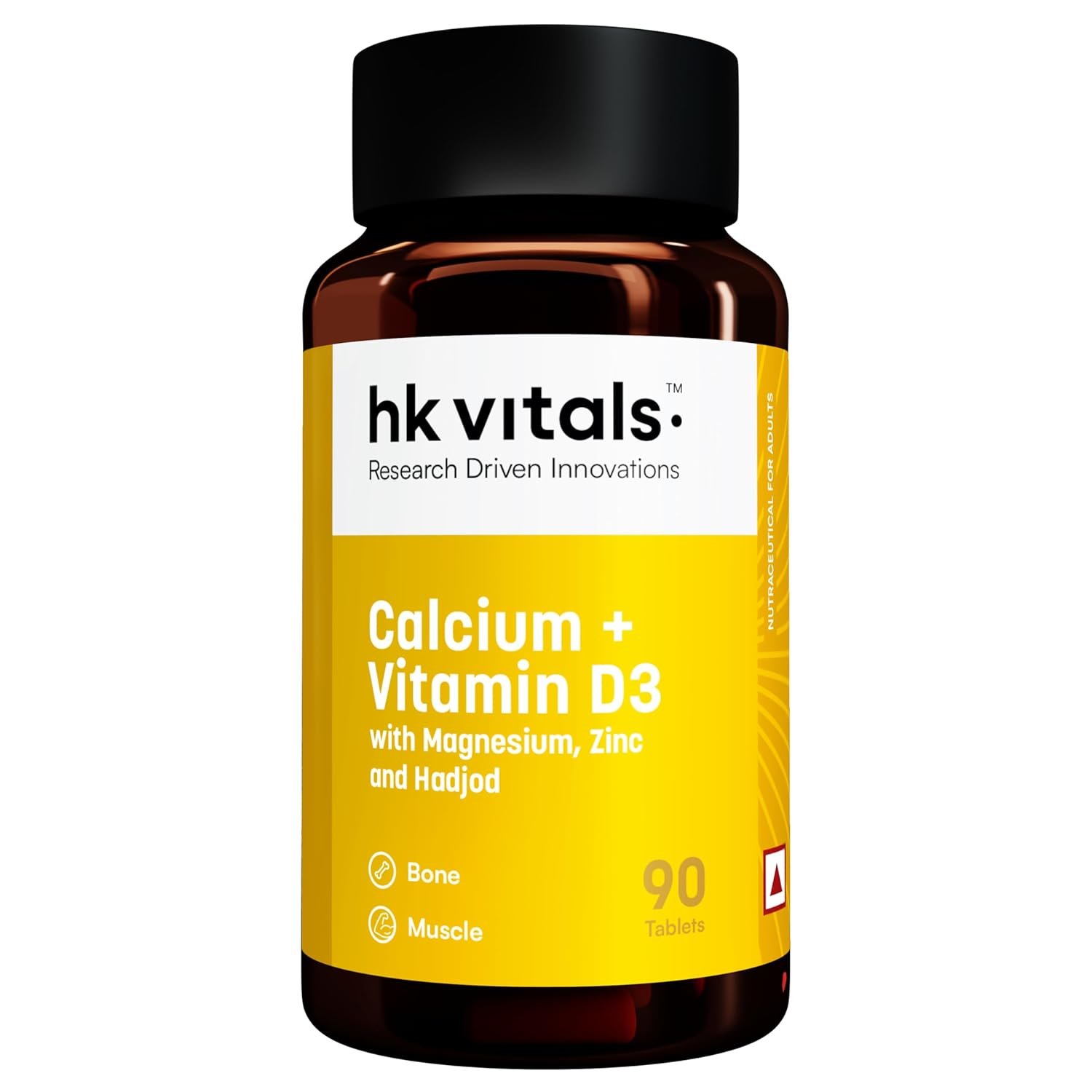 hk vitals Calcium + Vitamin D3 Supplement For Women & Men (90 Tablets) | With Magnesium & Zinc | For Complete Bone Health & Joint Support