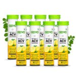 OZiva ACV Moringa | Control Cravings I Apple Cider Vinegar, Cinnamon, Guggul I No Maltodextrin & No Added Sugar I 15 Effervescent Tablets – Lemon Masala, Pack of 8 (120 Tablets)